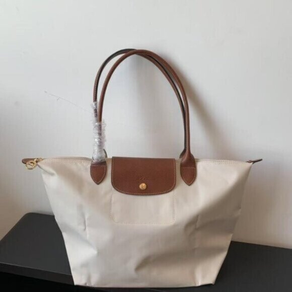 NWT Longchamp Le Pliage Original Large Shoulder Nylon Bag Tote In White - Picture 1 of 5